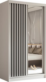 Szafa Przesuwna LAMELLO 120 cm z Lustrem Szafa Dwudrzwiowa Biała