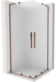 Mexen Velar L Duo kabina prysznicowa rozsuwana 90 x 90 cm, szron, różowe złoto - 871-090-090-02-33-60
