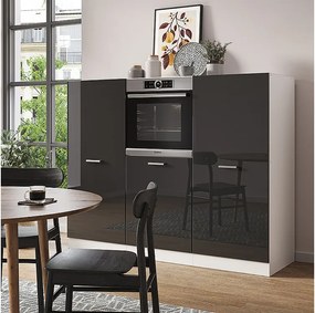 Blok kuchenny antracytowy wysoki połysk/biały 180x46x81.6 r-line