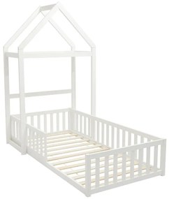 Łóżko domek 90 x 190 cm - Drewno sosnowe i MDF - Biały - VARLAINE