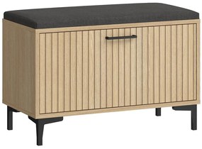 Szafka Na Buty Z Tapicerowanym Siedziskiem Dąb Sławonia + Lamele R7-P97