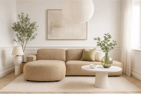 Narożnik modułowy CURSAL G lewostronny 271×166×73 cm – jasno brązowy Raven 34, zaokrąglone leżanki, wolnostojący