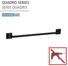 Czarny samoprzylepny wieszak na ręczniki ze stali nierdzewnej Quadro – Wenko