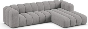 Szary narożnik z tkaniny szenilowej (prawostronny/z szezlongiem) Lupine – Micadoni