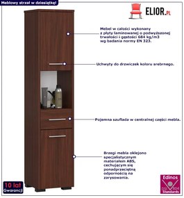 Klasyczny regał łazienkowy z szufladą wenge - Unimis 3X