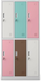 Szafka socjalna ubraniowa BHP szaro-pastelowa 6-drzwiowa: IGOR, 900 x 1850 x 450 mm