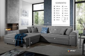 Narożnik z funkcją spania SORENTO szary/czarny lewy ELTAP