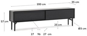 Czarna szafka pod TV w dekorze dębu 200x57x35 cm Lenon – Kave Home