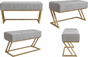 Ławka ZETA tkanina Welur loft ławka metal : Kolor Stelaża - Złoty, Kolor tkaniny - VELVET - MG17, Typ tkaniny - Velvet