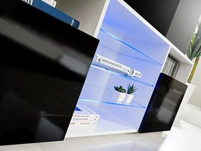 Szafka RTV ze szklanymi półkami T38 fronty w wysokim połysku