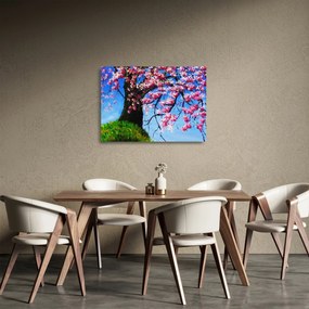 Obraz na szkle malowanego kwiatu wiśni (70x50 cm)