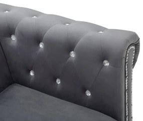 Aksamitna sofa w stylu Chesterfield Charlotte 2Q - szara