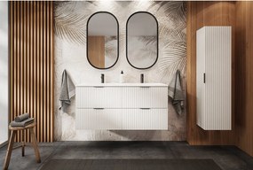 Szafka łazienkowa ryflowana FLOW 160 cm biały z blatem