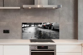 Panel szklany do Kuchni Samochody na Jesiennej Drodze