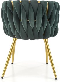 Krzesło z plecionym oparciem K517 na złotych nogach