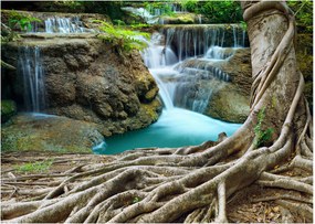 Obraz na szkle - Rzeka z wodospadami (70x50 cm)