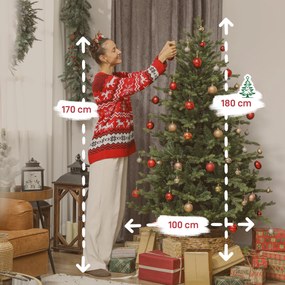 HOMCOM Sztuczna choinka z realistycznymi gałęziami, jodła, metalowy stojak, łatwy montaż, zielona | Aosom PL