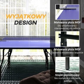 SPORTNOW Składany stół do tenisa stołowego średniej wielkości, w zestawie siatka, 3 piłeczki, blat 12 mm | Aosom PL