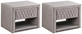 Zestaw 2 stolików nocnych - 1 szuflada i 1 wnęka - Tkanina welurowa - Beżowe - DANIELE