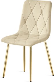 Jasnobeżowe aksamitne krzesło do jadalni LIBRA ze złotymi nogami
