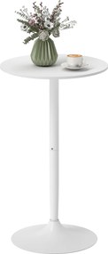 HOMCOM Okrągły stolik barowy biały stół kuchenny do salonu i jadalni stalowy Ø60 x 102 cm | Aosom PL