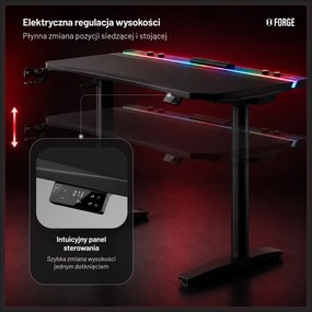 Biurko gamingowe elektryczne RGB Diablo X-Forge, 120x70 cm, czarne