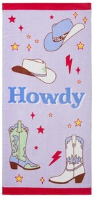 Fioletowy bawełniany ręcznik plażowy frotte 76x160 cm Howdy Cowgirl – Sassy B