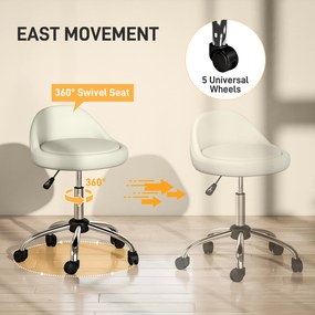 HOMCOM Hoker roboczy, obrotowy hoker, regulowane siedzisko, 50 cm x 50 cm x 83 cm, Biały