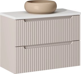 Szafka z szufladami Nova 80 cm z umywalką Wiki, kaszmir mat/biały mat