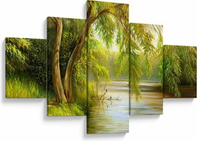 Obraz - Wierzba nad jeziorem, obraz olejny (125x70 cm)