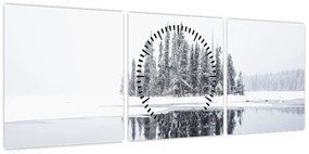 Obraz - Było biało (z zegarem) (90x30 cm)