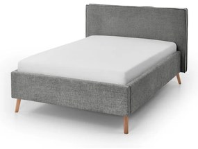 Szare tapicerowane łóżko dwuosobowe ze schowkiem i stelażem 140x200 cm Riva – Meise Möbel