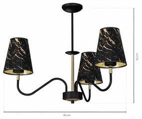 Lampa wisząca, czarna, potrójna HERMES Black/Gold 3xE27