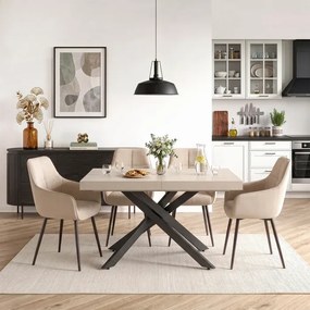 Stół Prostokątny Rozkładany HAMPTON 160-240 cm Kaszmir/Czarny do Jadalni Nowoczesny