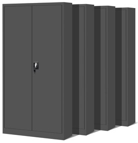 Zestaw 4x biurowa szafa metalowa na akta JAN, 900 x 1850 x 400 mm, antracytowa