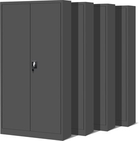 Zestaw 4x szafa biurowa metalowa na akta antracytowa, 900x1850x400 mm: JAN