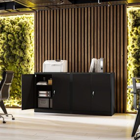 Metalowa szafka z drzwiami BEATA, 900 x 930 x 400 mm, czarna