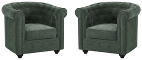 Zestaw 2 foteli i z zielonej tkaniny CHESTERFIELD