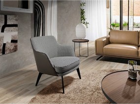 Czarno-biały fotel z tkaniny i ekoskóry w kolorze czekoladowego brązu 5011 ANGEL CERDA