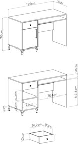 Biurko młodzieżowe Anders 125 cm z szufladą - biały