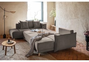 Jasnobrązowy sztruksowy rozkładany narożnik (lewostronny/w kształcie litery U) Lazy Lukka – Miuform