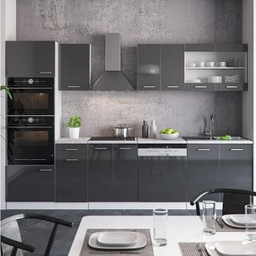 Aneks kuchenny antracytowy wysoki połysk/biały 300x60x81.6 r-line