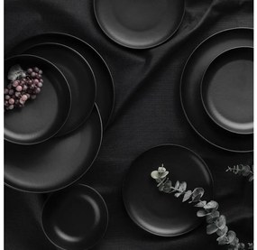 Zestaw obiadowy 16 szt. czarny/porcelana