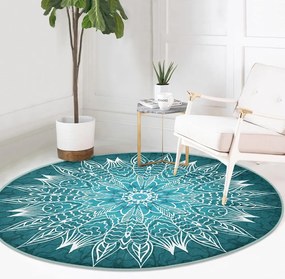 Turkusowy okrągły dywan odpowiedni do prania i robotów sprzątających ø 100 cm Comfort – Mila Home