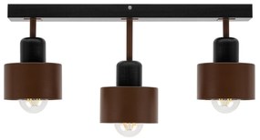 Brązowo-czarna lampa sufitowa, trzypunktowy spot DBR50x7SC z drewna i
