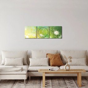 Obraz - Kwitnące mlecze (z zegarem) (90x30 cm)