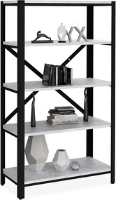 Regał 5 półek w stylu loft czarny + beton N4-R64