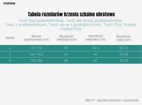 Obrotowe krzesło szkolne Twist z podłokietnikami rozmiar 5-6, podstawa szara