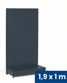 Regał sklepowy jednostronny, pełne ścianki, 1900 x 1000 x 450 mm, podstawowy, antracyt