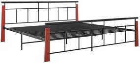 Łóżko metalowe vintage czarny + ciemny dąb 200x200 cm D6-W51